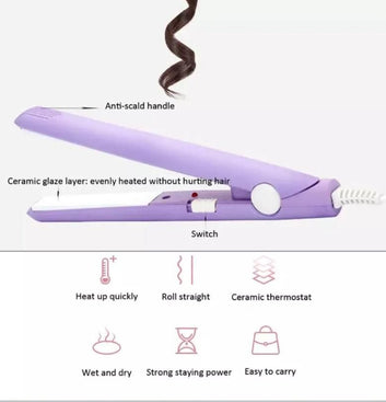 2-in-1 Mini Hair Straightener and Curler