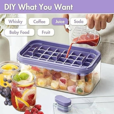 Silicone 2 Layer Ice Cube Trays With Storage Box & Ice Scoop